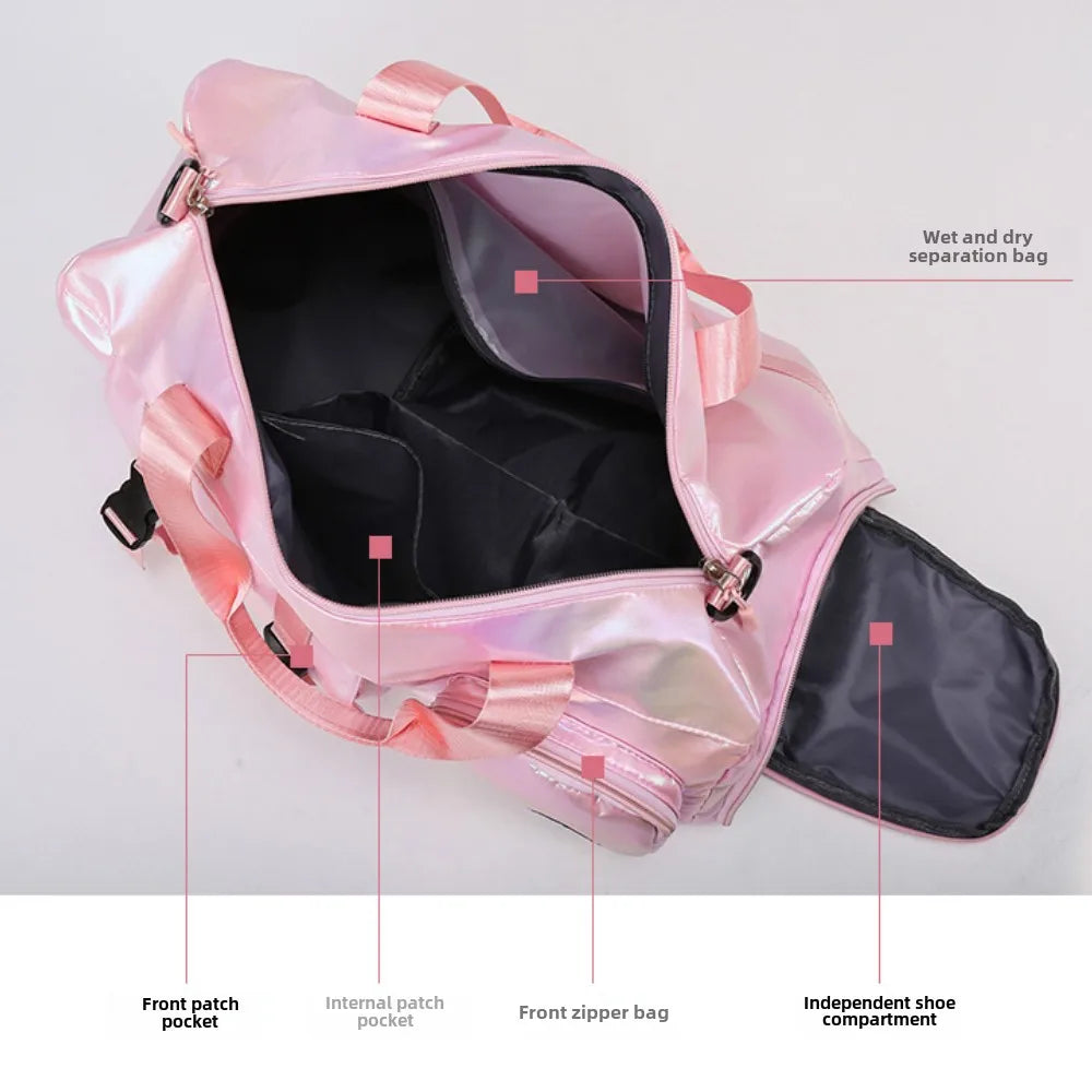 Luvikno | Lumivista Holografisk Reiseveske | Stilfull Weekend Skulderveske med Sko-rom | Perfekt for Helgeturer & Korte Reiser