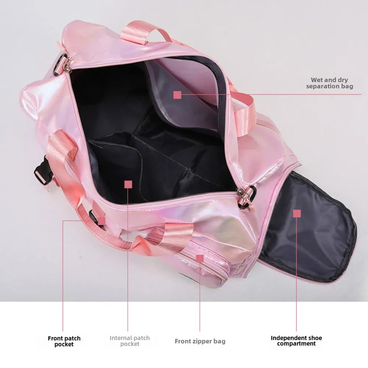 Luvikno | Lumivista Holografisk Reiseveske | Stilfull Weekend Skulderveske med Sko-rom | Perfekt for Helgeturer & Korte Reiser