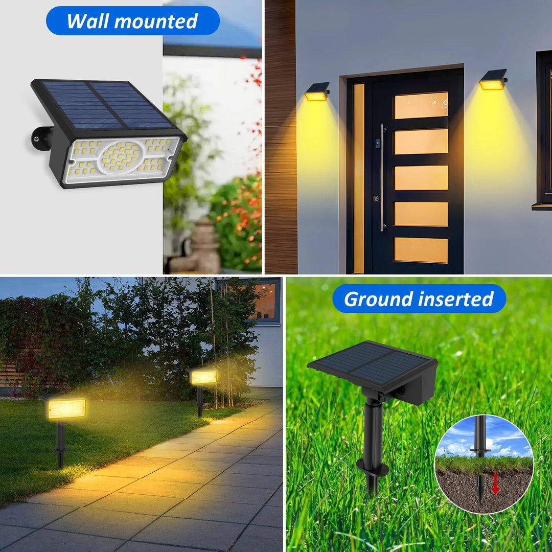 Luvikno | Solara LED Solarspotlight | 4 Lyskilder | 49 LED-er | IP65 Vanntett | Energisparende med Solcellepanel