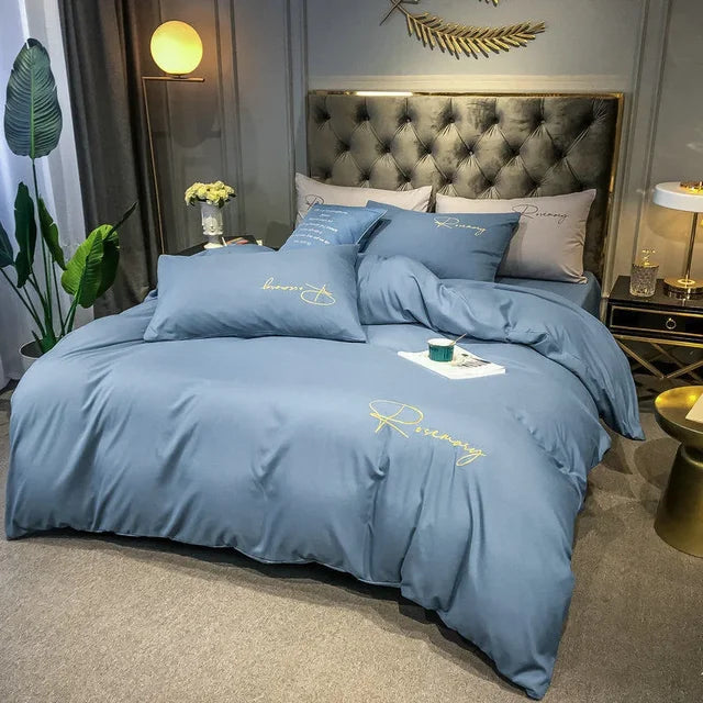 Luvikno | EmbroiLux Sengetøy - Elegant luksus dyne trekk med broderi design