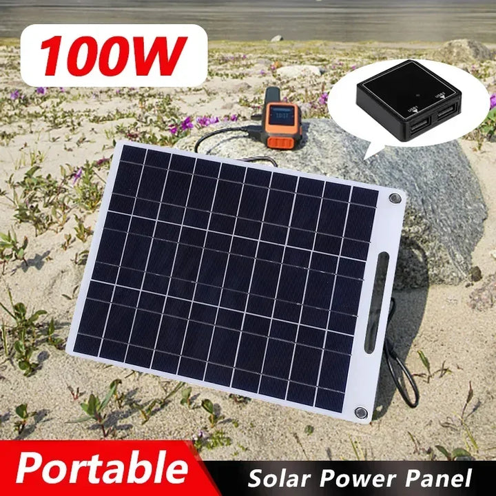 Luvikno | Bærbart Solcellepanel SOLVION Lading 100W | 5V | Dual USB | Vanntett | Utendørs & Camping