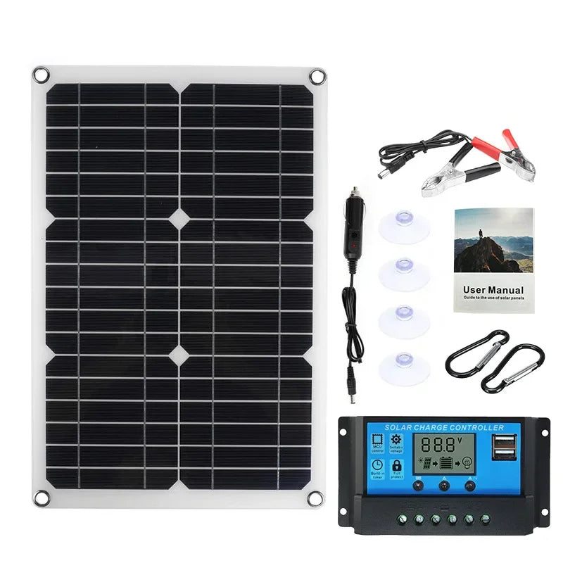 Luvikno | SolaVibe Solpanel 1200W | Fleksibelt 12V ladepanel | 2x USB & 100A laderegulator | Utendørs camping