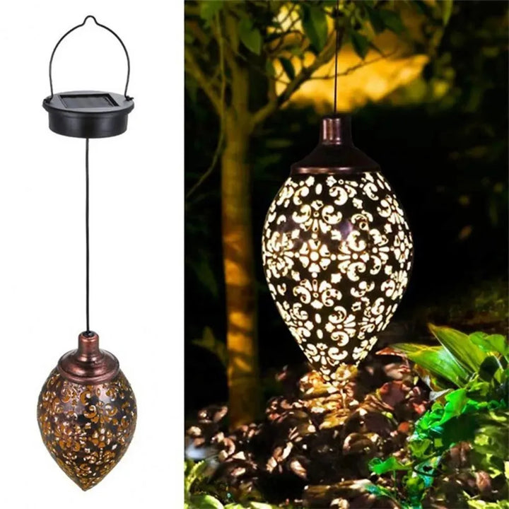 Luvikno | Lumivis SolArt Solcelle Hage Lantern Drop Form | Vanntett & Projektions Effekt | Metall | For Balkong, Terrasse & Utendørsområde