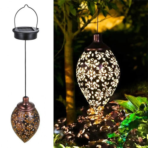 Luvikno | Lumivis SolArt Solcelle Hage Lantern Drop Form | Vanntett & Projektions Effekt | Metall | For Balkong, Terrasse & Utendørsområde