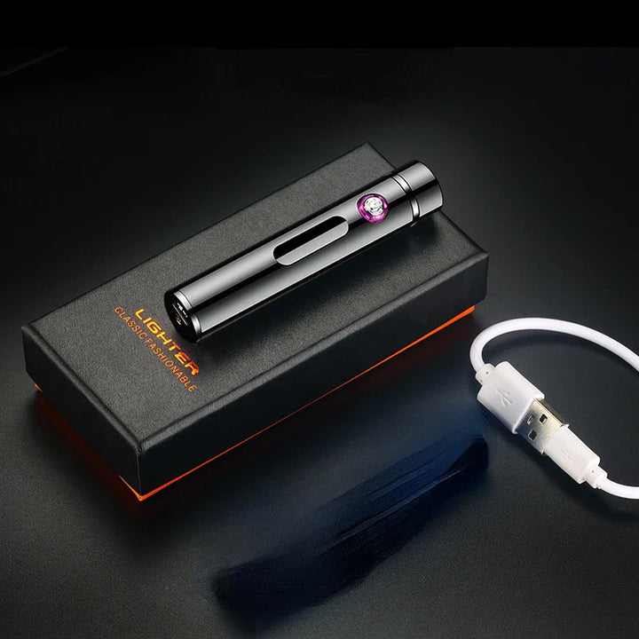 Voltrino Sylinder USB lighter | Dobbelt bue teknologi | Oppladbar & vindproof | Edelmetall hus for menn Luvikno