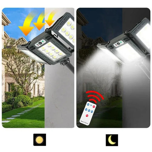 Luvikno | Solar Vegglampe LumiSeca | 800 LED-lamper Super Bright | Med bevegelsessensor | 3 lysmoduser | Vanntett for hage og utendørs