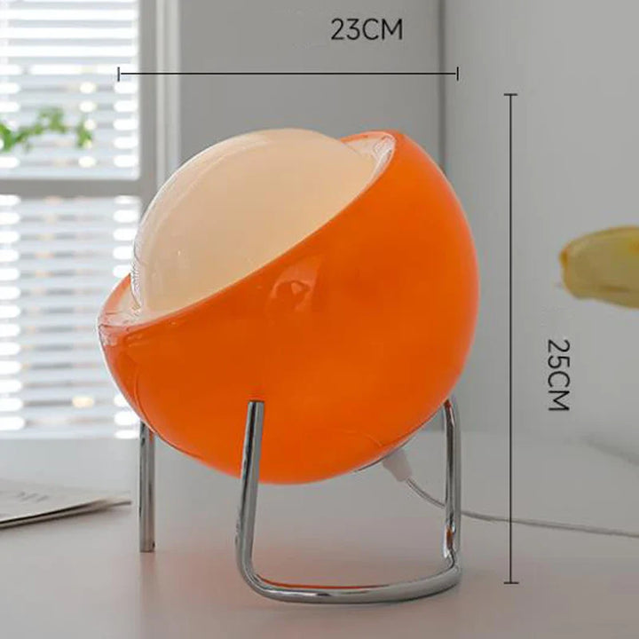Aurivio Bordlampe | Glass & Rustfritt Stål | Retro-Nordisk Design | LED Nattlys Beige/Oransje | Ø21×H25 cm Luvikno