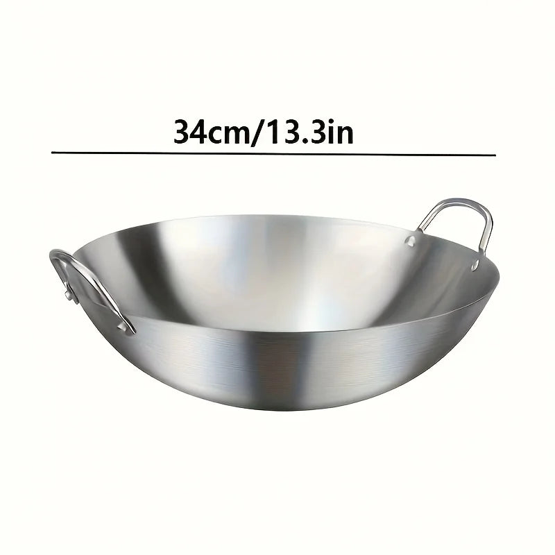 ChefMaster – Stor rustfritt stål wok med dobbel håndtak Luvikno