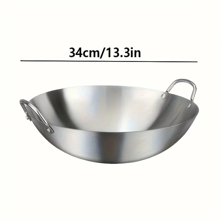 ChefMaster – Stor rustfritt stål wok med dobbel håndtak Luvikno