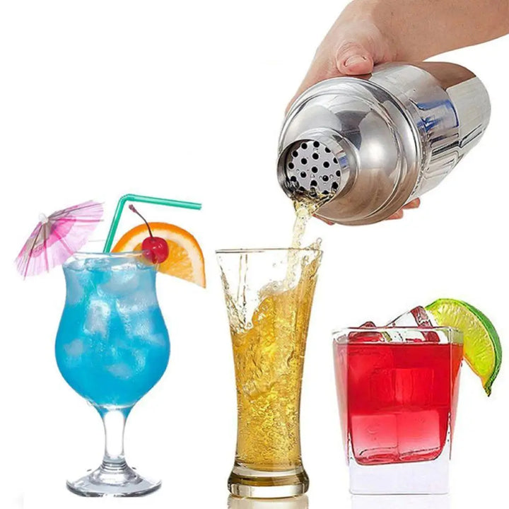 8-delt sett med premium matt svart cocktailshaker – Hjemmebar essensielt | Luvikno