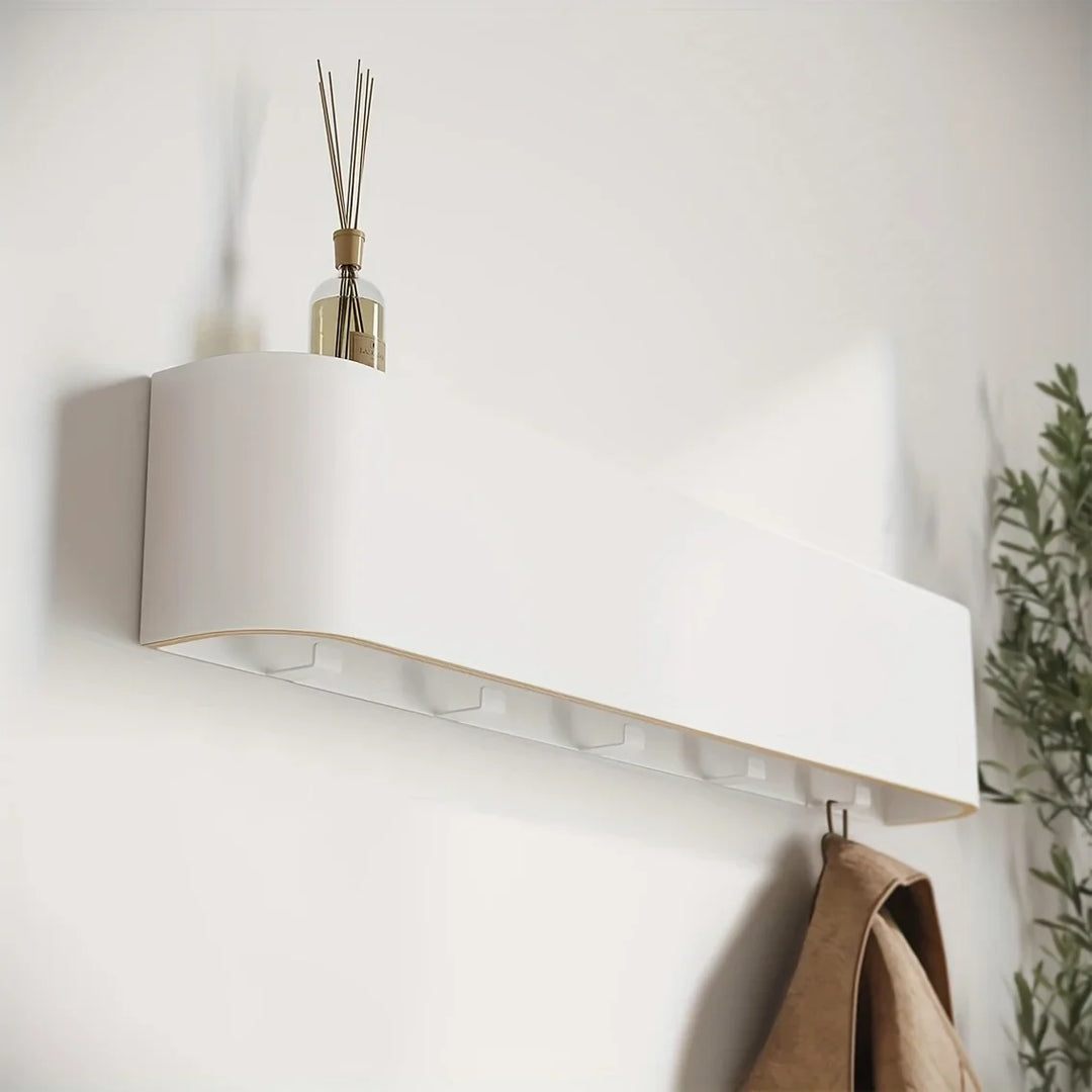 NordicHide Rack Vegghylle med hylle & skjulte kroker Luvikno