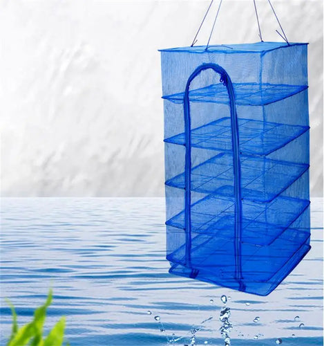Luvikno | Tørkenett AeroDry 3X | Sammenleggbart hengende kurv med 3 nivåer | For fisk, urter, grønnsaker og planter | 35×35×65 cm