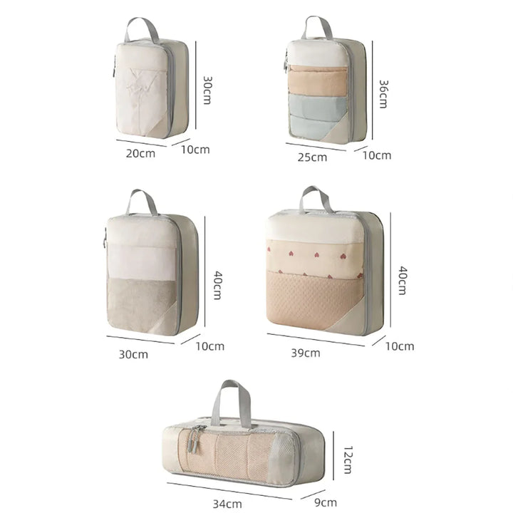 Luvikno | PackNest Kompresjons Organizer Set | 5-delt | Plassbesparende & Vannavvisende | Ideell for reise & hverdagsbruk