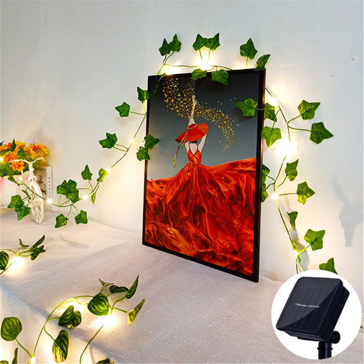 Luvikno | Solare fairy lights SoliBlossom | Solsikke dekor med blader | Varm hvit | 8 moduser | For hage, gjerde & bryllup