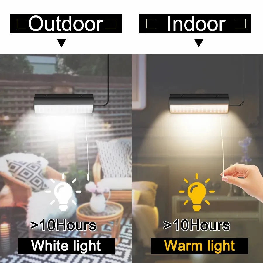 Luvikno | Lumosfera Solar Light Innendørs & Utendørs | IP65 Vanntett | Med Trekknapp | Varm & Kald Hvit | 3m Kabel