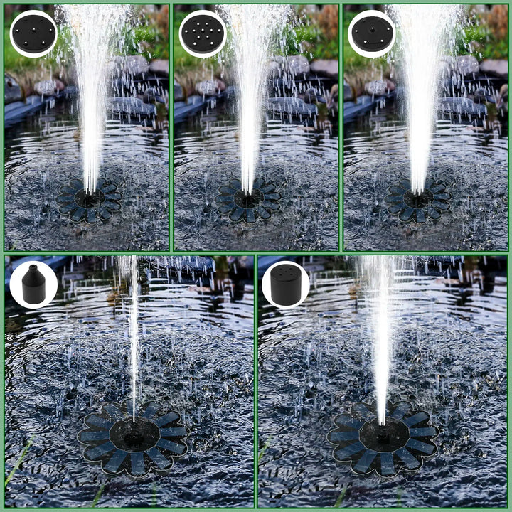 Luvikno | Solfylte Våren Hagefontene | 5 Dysevedlegg | Energisparende & Vedlikeholdsfri | For Dam, Fuglebad & Balkong