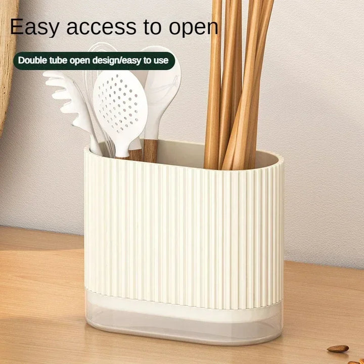 Luvikno | Bestikkorganisator Duo | Veggmonterbar bestikkholder | Ingen boring | Dreneringsfunksjon | 16.5 × 8.5 × 12.5 cm
