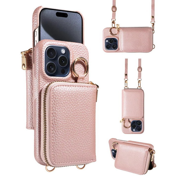 Premium lær Multi-Function iPhone-deksel med anti-degauss beskyttelse Luvikno