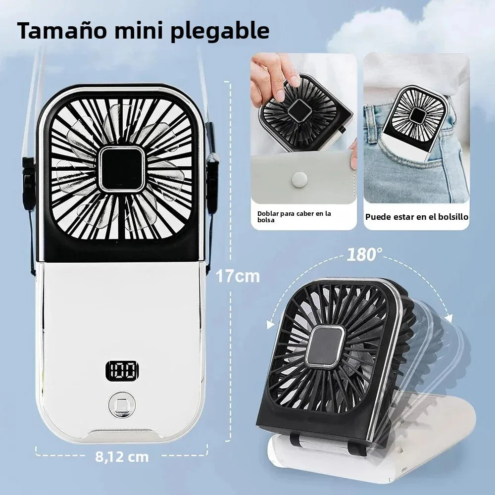 Luvikno | Luftigo Mini USB-vifte | Kompakt, oppladbar vifte med digital skjerm og flere vindmodus