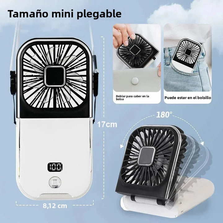Luvikno | Luftigo Mini USB-vifte | Kompakt, oppladbar vifte med digital skjerm og flere vindmodus
