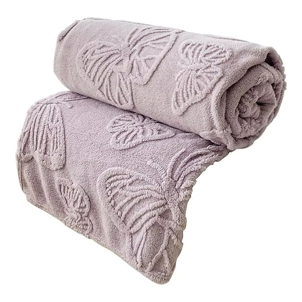 Dobbeltsidig avkjølende teppe med pustende kald effekt og 3D sommerfugl jacquard-design | Luvikno