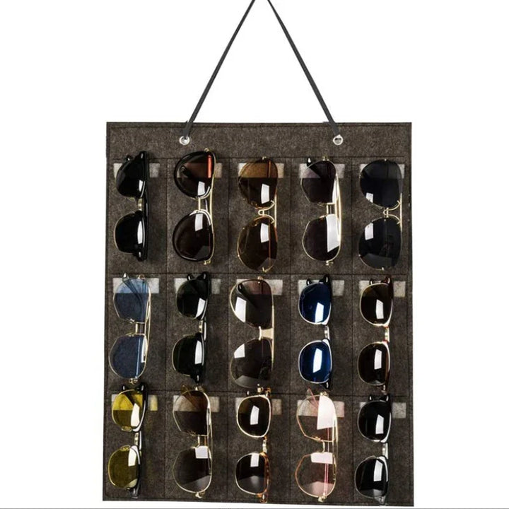 Luvikno | GlasSpace Organizer | Veggmontert Brilleholder | Sammenleggbar Solbrilleoppbevaringspose | Plassbesparende & Støvtett | 42 × 38 cm