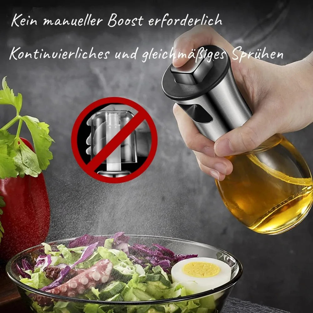 Luvikno | CulinaMist Pro Oljesprayer 200 ml | Fin tåke & forbedret dyse | For olje, eddik & sitronsaft | Rustfritt stål & glass