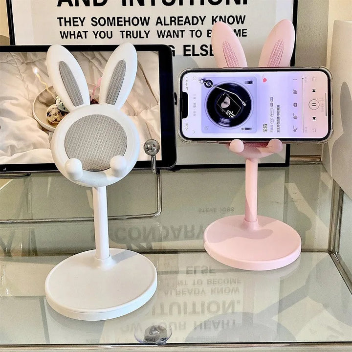 Luvikno | HoppelStand Handy Holder | Høydejusterbar og Tilbøyelig | Søtt Kanin Design | For Telefon og Nettbrett