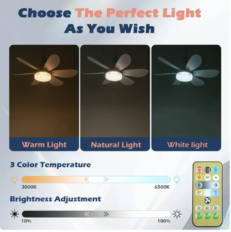 Elegant Flower Energy Saving RC Ceiling Fan Lamp | Luvikno