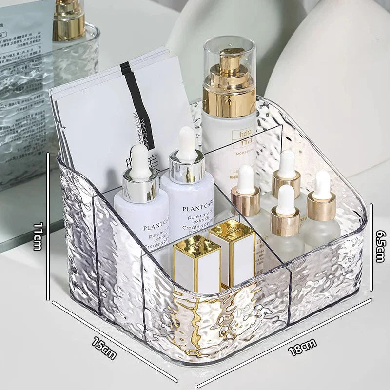 Luvikno | Make-up Organiser Boks ClaryLux | Vannbølge Design | Stor Kapasitet | Åpen Trapezoidal Form