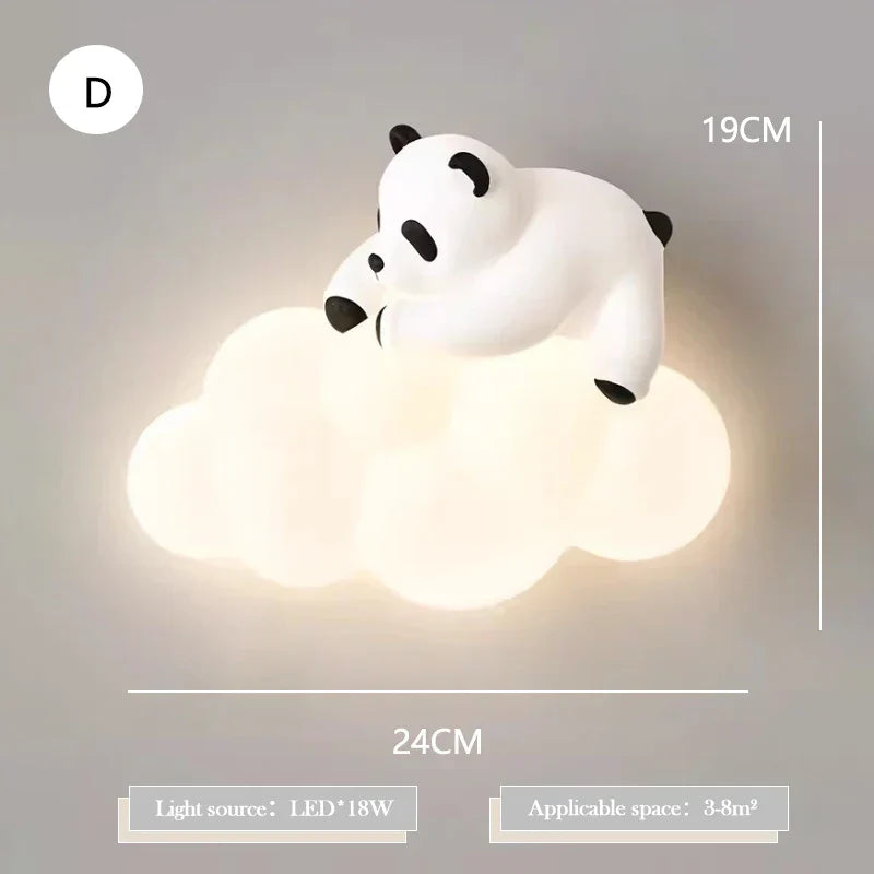 PandaGlow Lampe - Søt LED Vegglampe for Barn Luvikno