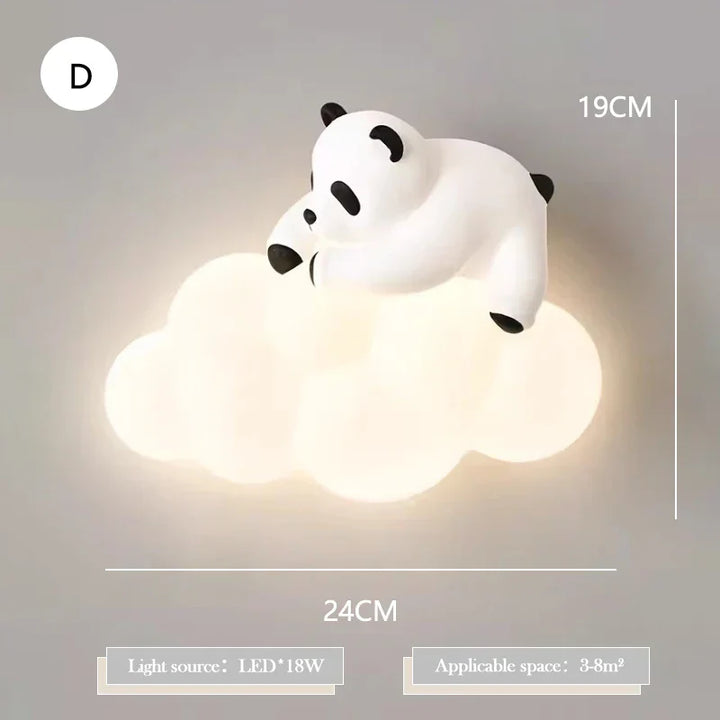 PandaGlow Lampe - Søt LED Vegglampe for Barn Luvikno