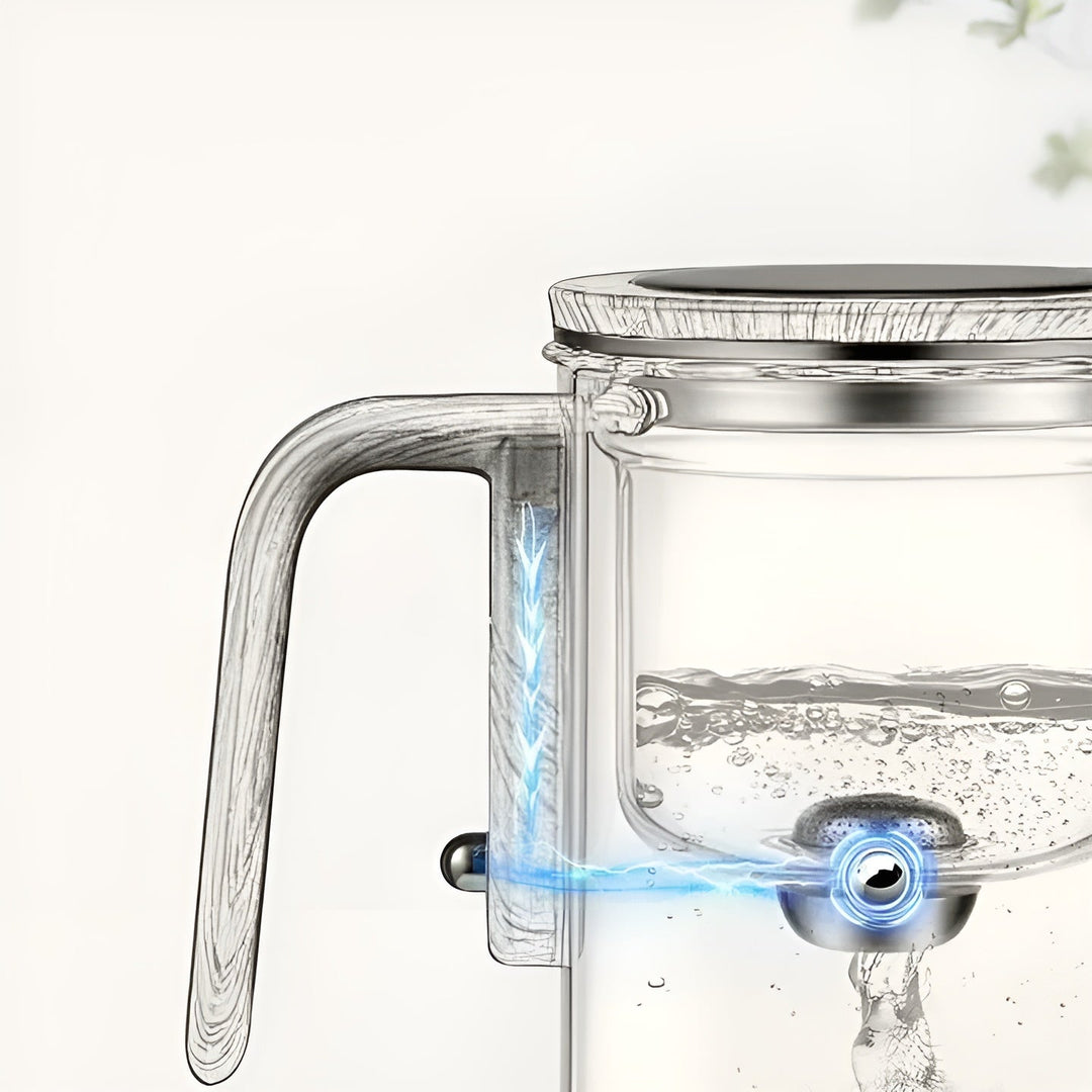 Glas tekanne med trebhandle – Én-klikks filter | Perfect for løs te & Puer | Luvikno