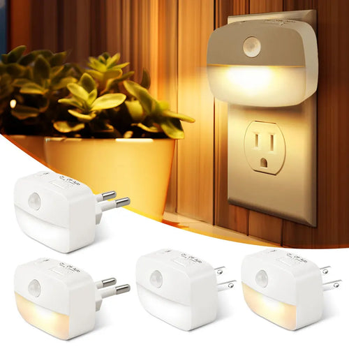 Luvikno | LumoSense LED Nattlampe | Med Bevegelse & Lys Sensor | Dimmbar & Energisparende | Varm Hvit & Kald Hvit