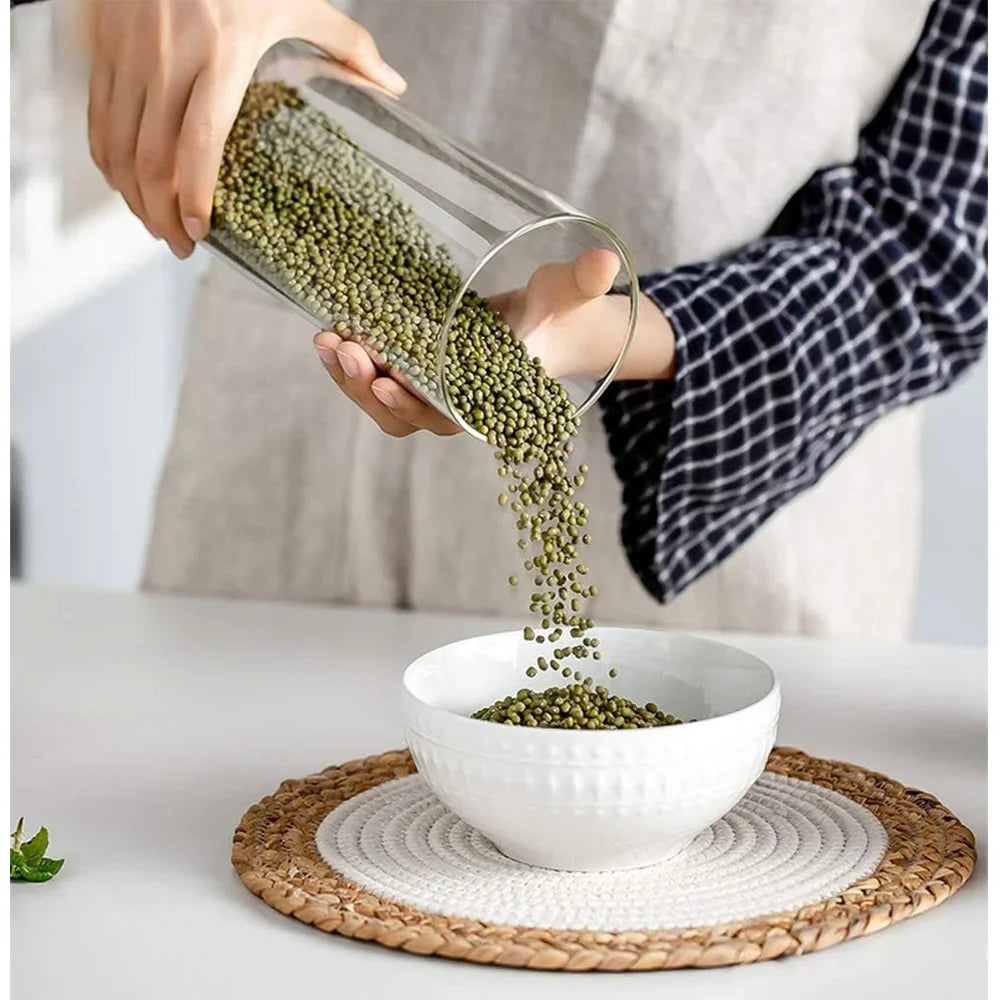 PureVorrat Glass Container Set – Oppbevaringskrukker med Trellokk | Tett og Stilfull | Moderne Kjøkkenoppbevaring | Luvikno