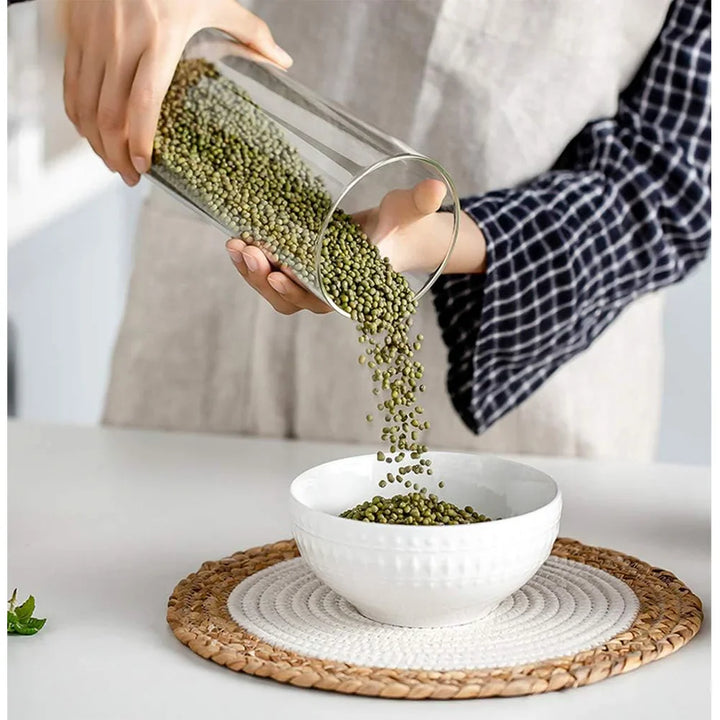 PureVorrat Glass Container Set – Oppbevaringskrukker med Trellokk | Tett og Stilfull | Moderne Kjøkkenoppbevaring | Luvikno