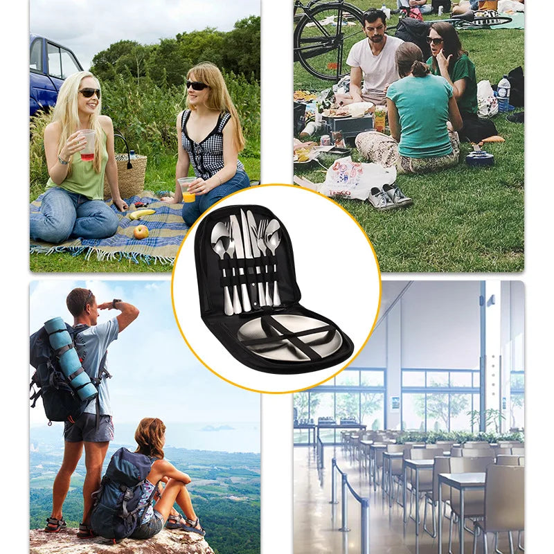 Luvikno | Camping bestikk sett Silviora Gear | 10/20-dels | Rustfritt stål | For utendørs, piknik & reise