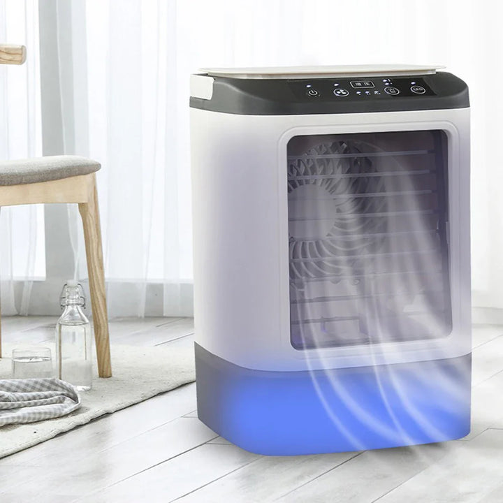 USB Bærbar Mini Air Conditioner Vifte – 3-Hastighets Skrivebords Kjølevifte med LED Nattlys, Luftkjøler for Hjemmet, Kontoret og Camping | Luvikno