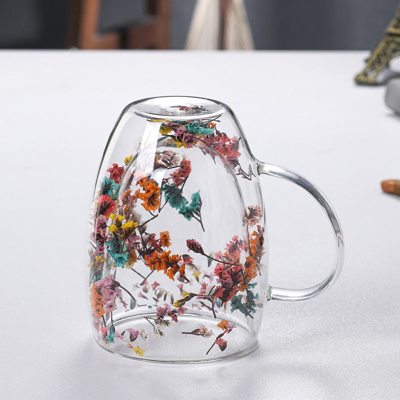Dobbeltveggede tørkede blomster glasskop