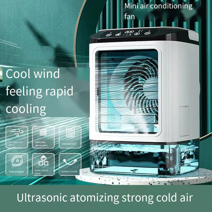 USB Bærbar Mini Air Conditioner Vifte – 3-Hastighets Skrivebords Kjølevifte med LED Nattlys, Luftkjøler for Hjemmet, Kontoret og Camping | Luvikno