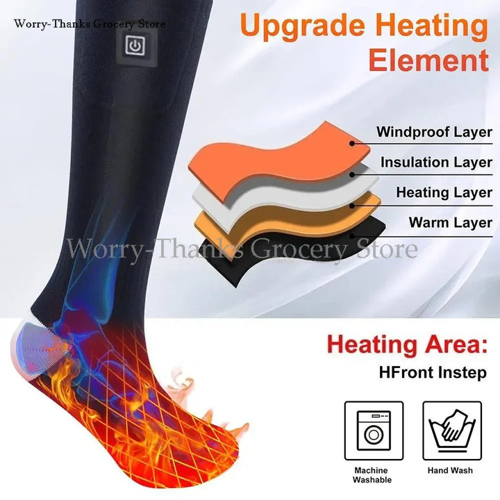 HeatWear Oppladbare Sokker med Batteriboks | Elektriske Varme Sokker for Kvinne & Mann | Varme Sokker for Skiing, Vandring & Utendørs Luvikno