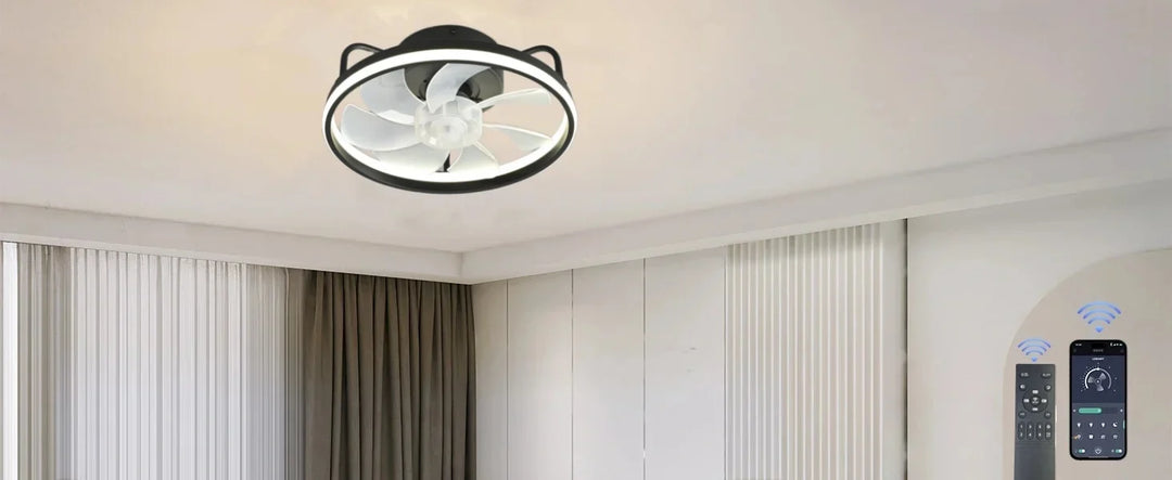 Moderne LED Taklampe Vifte med DC-motor - 6 Hastigheter, Timer, Lav Etasje Loftsvifte, Fjernkontroll Dekorativ Lys | Luvikno