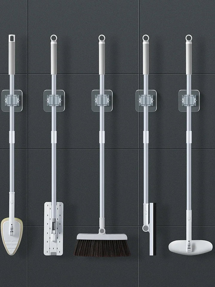 Luvikno | Moppeholder FixoGrip | Selvklebende & Vanntett | Veggfeste uten boring | Sett med 4