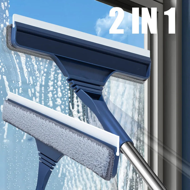 Luvikno | FensterFlex 2-i-1 Vindusrenser | Justerbart teleskophåndtak | Klut og microfibermopp | For vinduer, glass og rammer