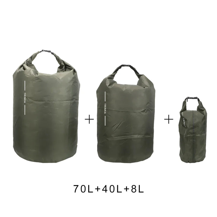 Luvikno | DryHike Vanntette Tørrsekker 8L / 40L / 70L | Ultralett & Holdbar | For Kajakk, Båt, Camping & Utendørsreiser