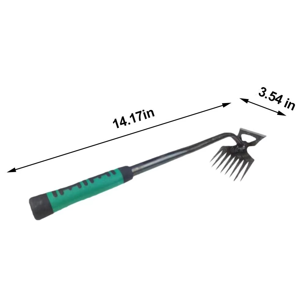 Dual-Purpose 8-Tann Manganese Steel Hakkepinn med Halkefritt Gummihåndtak for Luking, Graves, og Jordløsning Luvikno