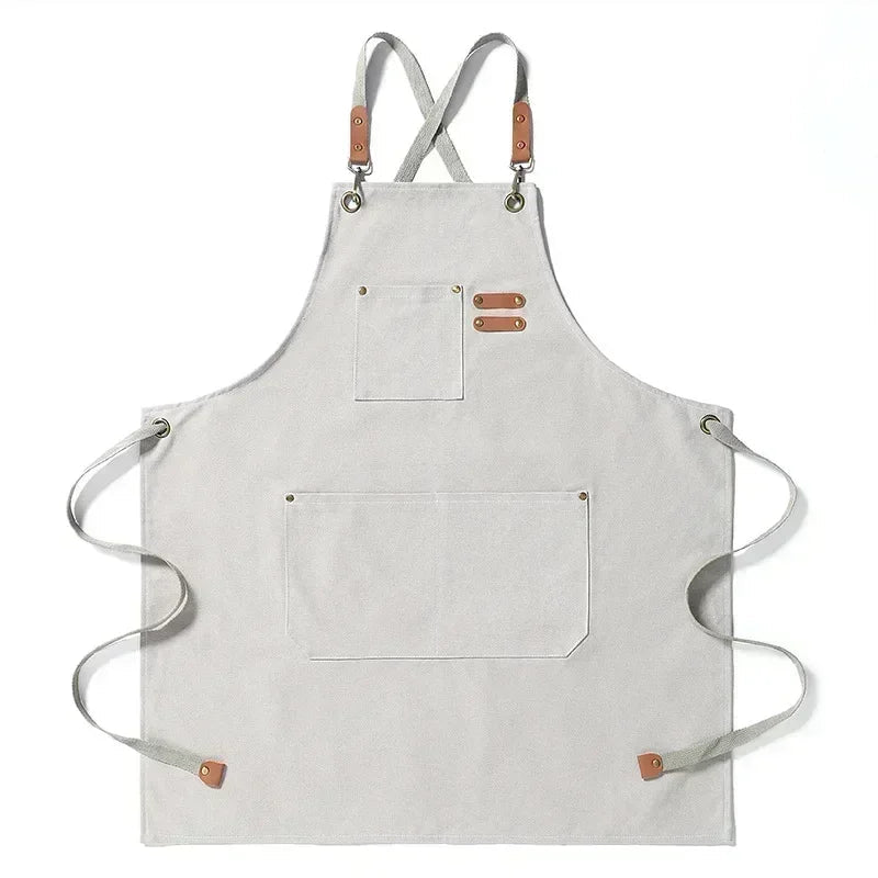 Canvas forkle med lommer, justerbart, Unisex | Luvikno