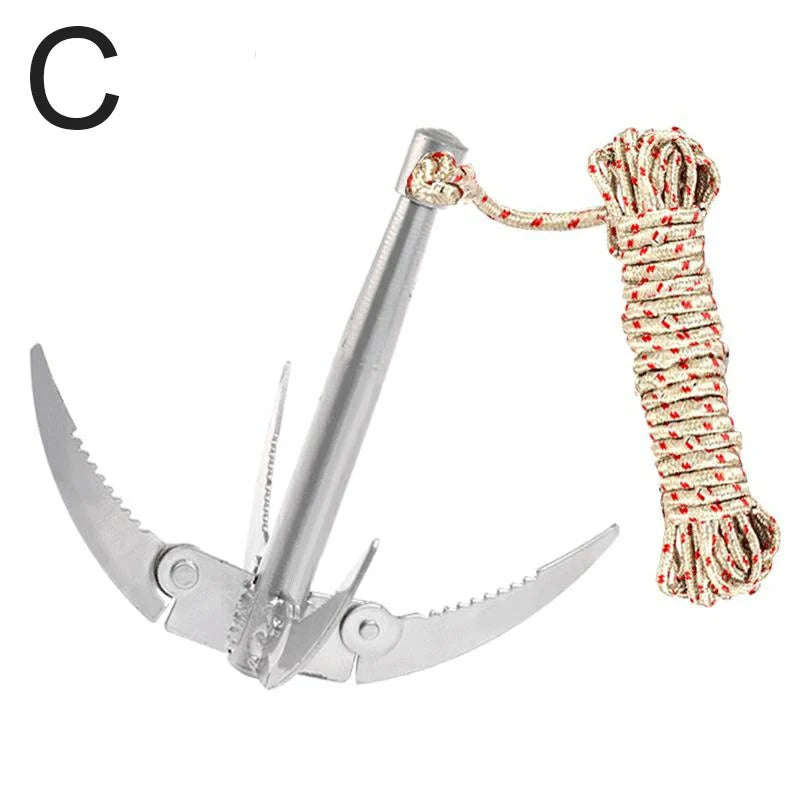 Luvikno | AquaGripX Faltanker for Båter | Robust Grip-Hook med Tau | Foldbar & Rusterbestandig | For Kayak, Kano & Fisketilbehør