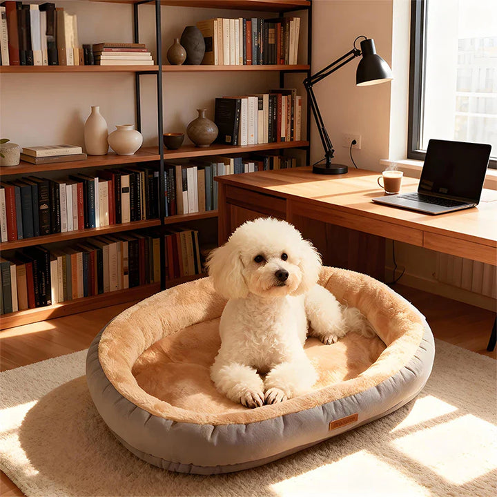 Oval Plush Bed for Dogs & Cats Luvikno