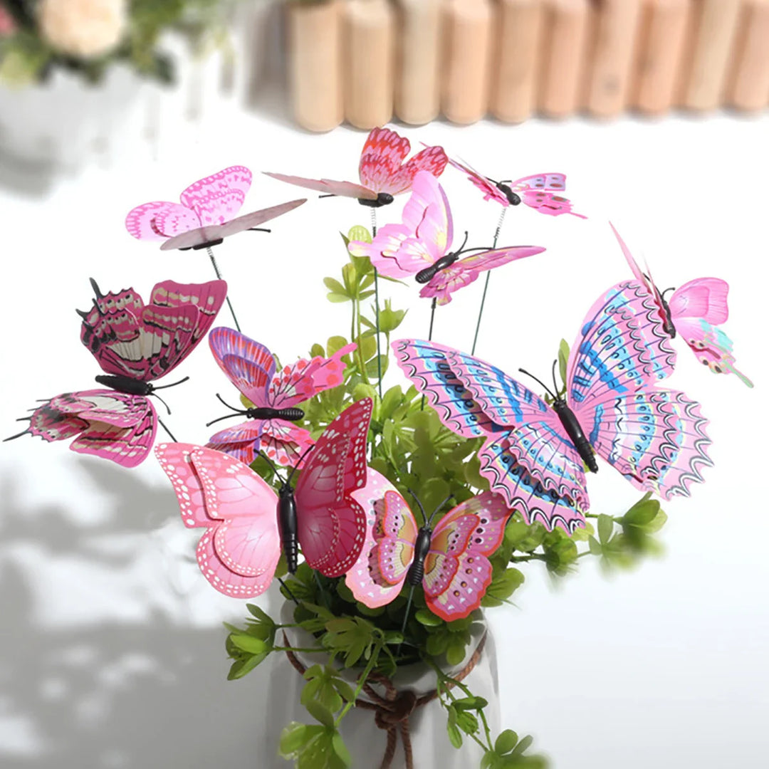 Luvikno | FloraViva Sommerfugl Hagepinner | Sett med 10 | Værbestandige & Fargerike | For Bed, Blomsterpotter & Balkong